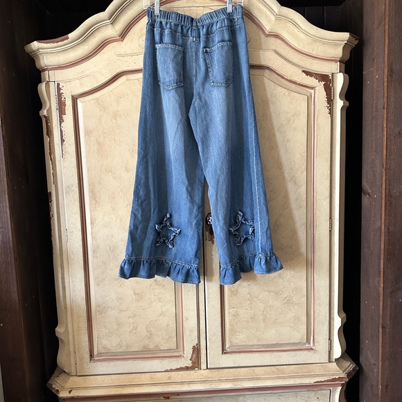 NWT Bluevelvet Denim Wide-Leg Bloomer Jeans with 3D Star Patchwork size Medium - Picture 4 of 4